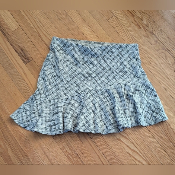 Mango Black and White Ruffled Mini Skater Skirt - Picture 1 of 5